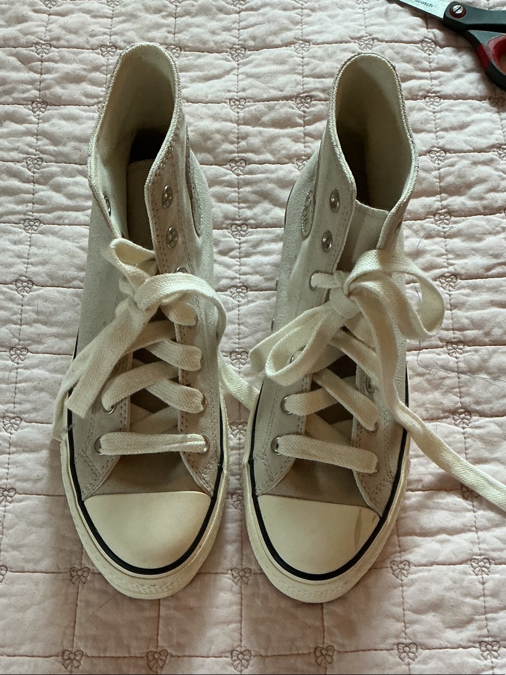 Converse High-Top Sneakers in Off-White/Cream